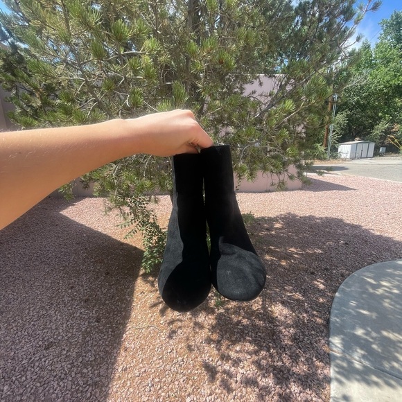 Elvia Classic Black Suede Heeled Boots - Picture 5 of 9